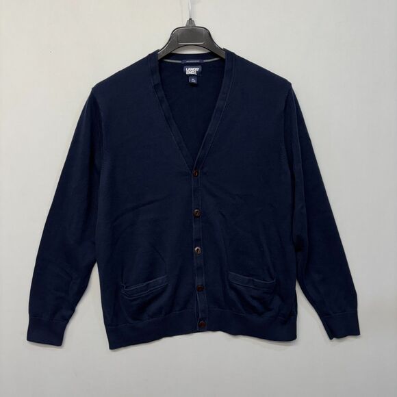 Lands' End Men Supima Cotton Cardigan Sweater Size XL X-Large Blue C052 -9 - Picture 14 of 14